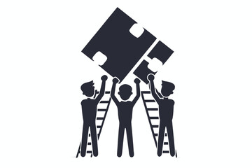 Diverse team members ascending a ladder together, representing shared success and goals