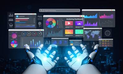 AI processing digital marketing metrics and visualizing campaign performance data to improve strategy, insights, and ROI optimization for online businesses Parse