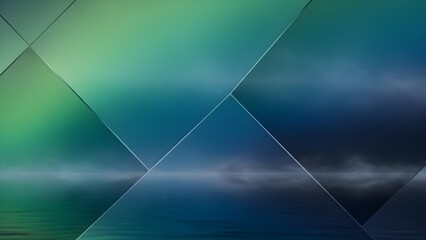 Abstract Water Horizon Wallpaper: Misty Gradient Sky and Geometric Diamond Lines Over a Serene Water Surface Creating a Modern, Minimalist, and Tranquil Background for Artistic and Digital Use