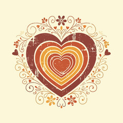 Decorative Heart Illustration with Floral Patterns.