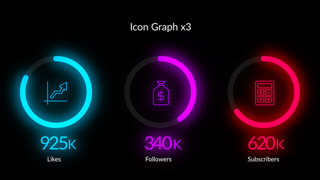 HUD Neon Icon Graph x3