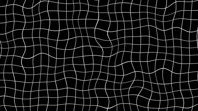 Abstract black and white wavy grid background animation