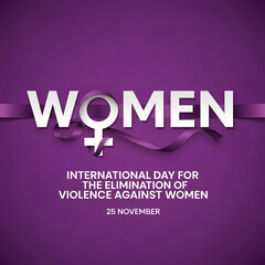 Fototapeta premium International day for the elimination of violence against women graphic design with purple ribbon
