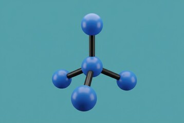 Molecular structure with blue spheres and black bonds