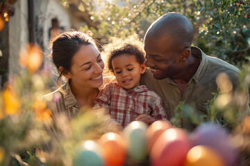 Smiles and colors at Easter outdoor family gathering