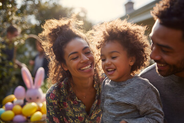 Smiles and colors at Easter outdoor family gathering