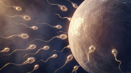 Sperm fertilizing the human egg