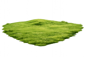 A scenic summer landscape of a green grass plantation with fresh leaves on white clouds over rural mountain hills and a blue sky horizon