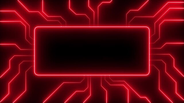 glowing neon high tech Artificial intelligence circuit board icon. Digital Data moving on Circuit Board and CPU loop background. Computer Processing and organizing data. Abstract motherboard icon.