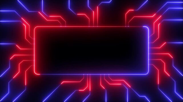 glowing neon motherboard icon. Digital Data moving on Circuit Board and CPU loop backgrounds. Computer Processing and organizing data. Abstract high tech Artificial intelligence circuit board icon.
