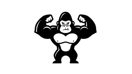 Fototapeta premium Strong gorilla posing with flexed muscles in vector graphic illustration