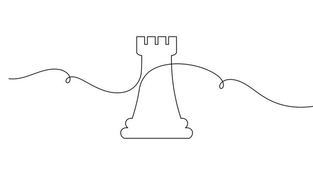 Business strategy chess company vision core decision maker and creative problem solver continuous one line minimal clean motion graphic suitable for professional content 4k animation video