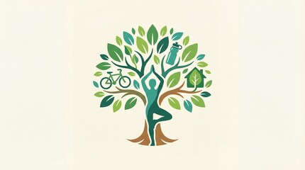 Obraz premium Eco friendly lifestyle concept with tree and yoga
