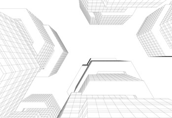 Fototapeta premium Architectural drawing 3d vector drawing