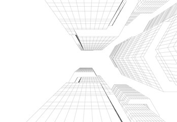 Fototapeta premium Architectural drawing 3d vector drawing