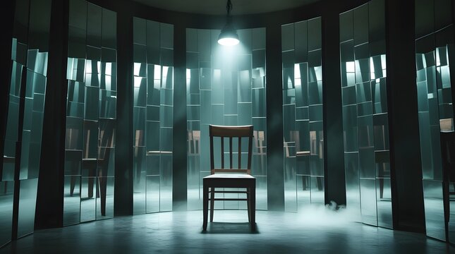 Surreal Infinity Mirror Concept with Dramatic Lighting and Fog