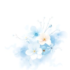 Obraz premium Delicate Blue Floral Background with Elegant Branches and Blossoms 