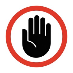 Obraz premium Hand gesture in red circle warning sign