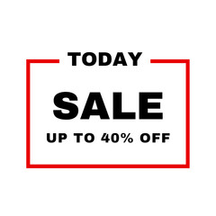 Fototapeta premium Sale banner in bold typography with red border and white background for promotional advertising