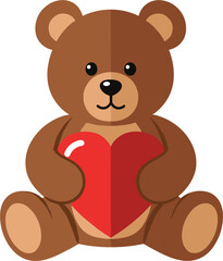 Obraz premium Teddy Bear Holding a Heart: A charming teddy bear lovingly clasps a vibrant red heart, embodying affection and the warmth of love, ideal for conveying heartfelt sentiments.