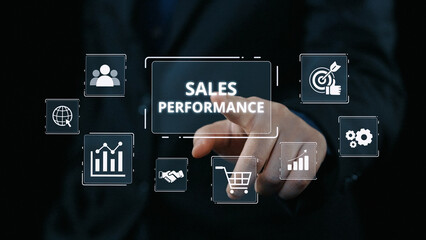 Digital sales performance dashboard showing sales performance metrics, performance trends, sales performance analytics, and sales improvement in business context. Elide