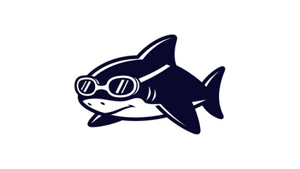 Obraz premium Cartoon shark wearing goggles isolated against white background vector illustration