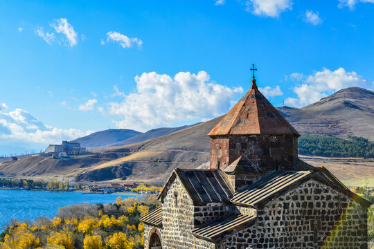 Famous Sevanavank Monastery on Sevan Lake in Armenia