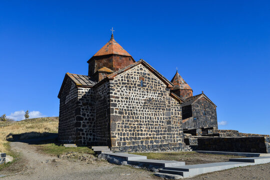 Famous Sevanavank Monastery on Sevan Lake in Armenia