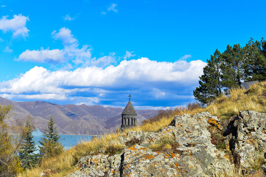 Famous Sevanavank Monastery on Sevan Lake in Armenia