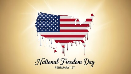 National Freedom Day celebration on February 1st with American flag USA map