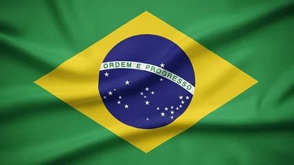 Foto auf Acrylglas Brasilien The flag of brazil with yellow diamond and blue circle  © armo