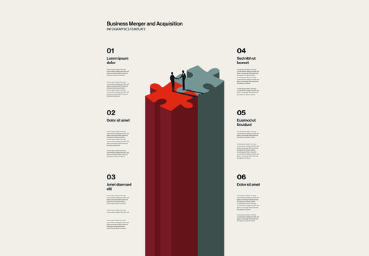 Business Merger Acquisition Infographic Template with Jigsaw Illustration