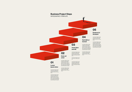 Business Strategy Steps Infographic Template with Stairs Illustration