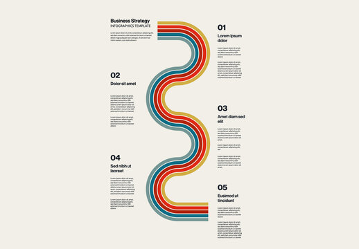 Business Vertical Timeline Infographic Template with Stripes