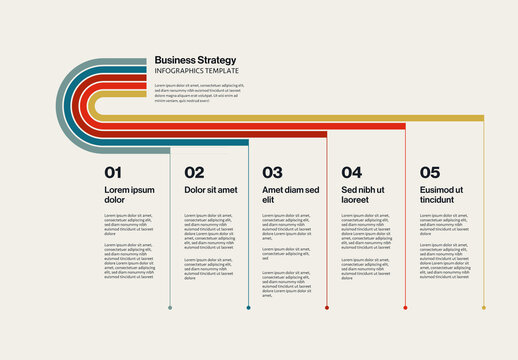 Business Strategy Timeline Infographic Template Horizontal Stripes