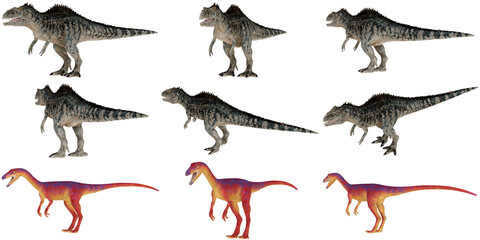 Collection of dinosaur models in various poses. © Ilie
