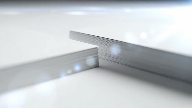 Two stacks of white paper are arranged on a clean, bright surface.