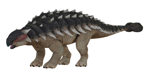 Realistic 3D model of an Ankylosaurus dinosaur.