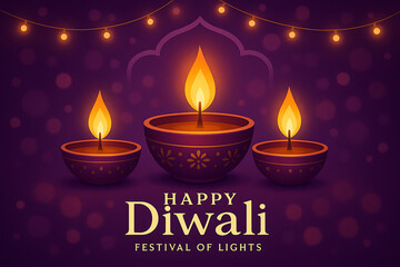 A vibrant diwali celebration featuring glowing oil lamps and festive lights illuminating a warm and joyful atmosphere