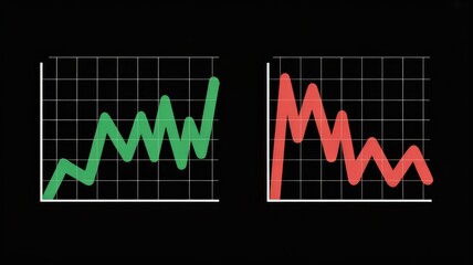 Green and red line graphs on black background with grid