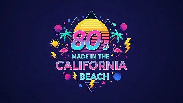 80s made in the california beach retro sunset graphic