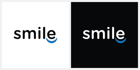 typography text smile logo design template, happy cute symbol concept