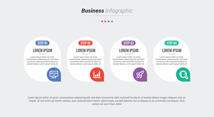 Obraz premium Stylish 4 steps business infographics template, Infographic 4 steps flowchart design, template, info graph template, Professional infographic template business, Infographic with innovative ideas.