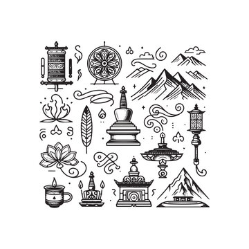 prayer wheels monastery flags butter lamps