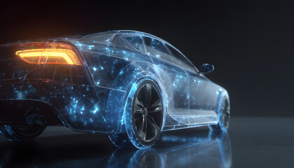 Car plexus animation. Automotive rendering visualization