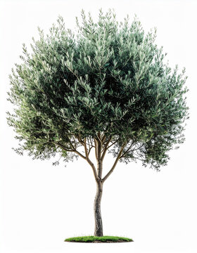 Ornamental olive tree on white background
