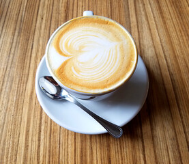 Top View on a Cappuccino Coffee Cup