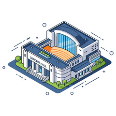 Fototapeta premium Modern concert hall isometric illustration with contemporary architectural design