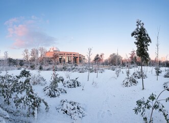 Paysage urbain exceptionnel sous la neige sur l'&icirc;le de Nantes