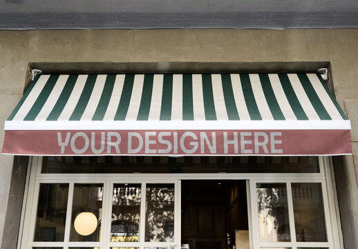 Barcelona Green & White Awning